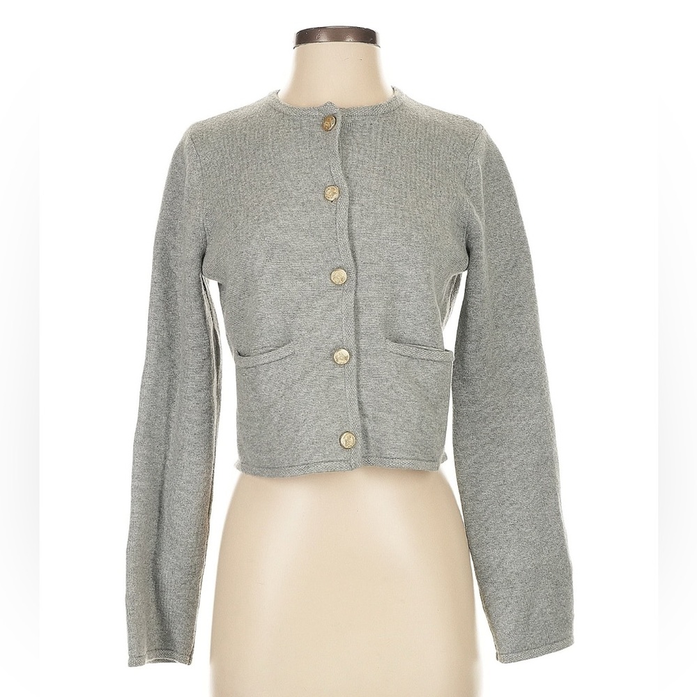 Abercrombie & Fitch Light Gray Cardigan with Button Accents
